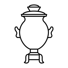 Illustration showing a black icon of a samovar for tea on a white background