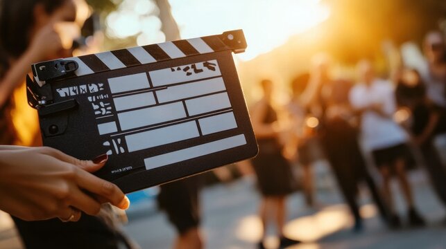 Film production team ready for action outdoors