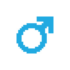 Obraz premium Pixel art gender icon, 8 bit computing retro style sex symbol, mosaic pictogram