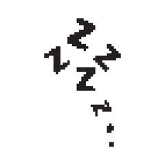 Zzz pixel icon. Snoring 8 bit symbol, retro style zzzz computing pictogram, computing snore sign