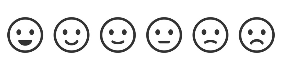 Emoticons icon set. Happy and sad emoji symbols. Emoticons with different moods. Smile sign.