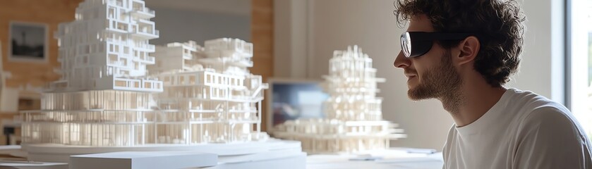 An architect designing a building in a virtual reality space