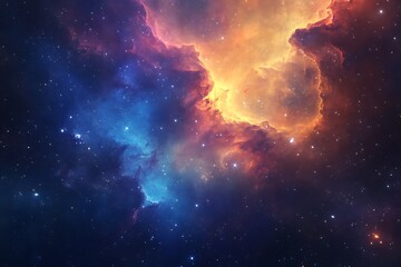 Fototapeta premium Cosmic Nebula: A Celestial Tapestry of Blue and Orange Hues