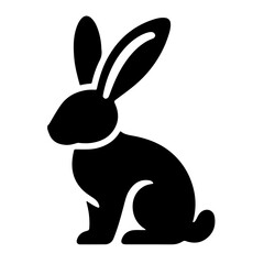 Obraz premium black silhouette of rabbit, bunny, side view, simple design, graphic art, minimalist, high contrast, vector illustration, clean lines, iconic shape, stylized animal, solid black.
