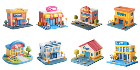 Obraz premium Gym isolated animation 3d mockup without background using for fitness building purpose.