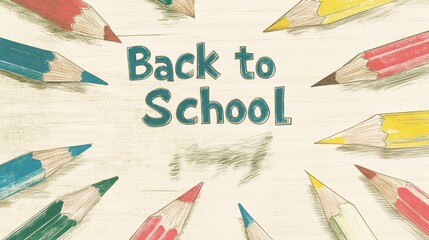 Brightly colored pencils emphasize a joyful back to school theme on a textured backdrop, perfect for educational material