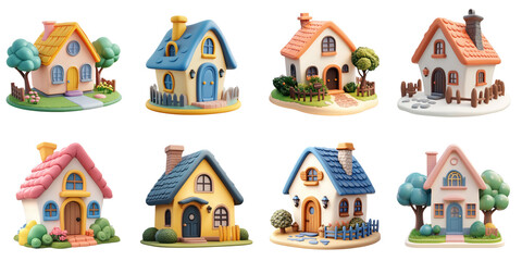 Obraz premium Cute house model white background png building concept using for decoration.