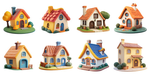 Fototapeta premium Tiny house die cut no bg png for toy building decoration purpose concept.