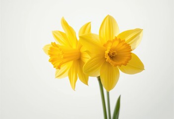 Fototapeta premium Vibrant Yellow Daffodils Blooming in Spring on a Clean White Background