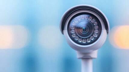 Close-Up View of Modern Security Camera with Blurred Background