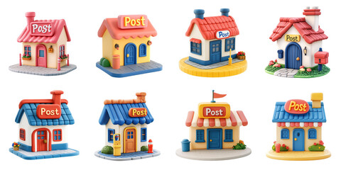 Post office transparent in plasticine mockup isolated png with no background.