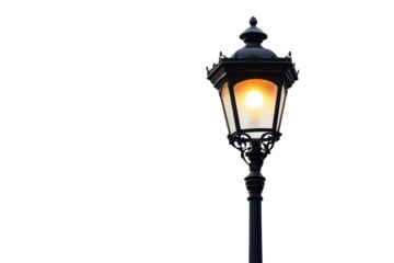 Old street light isolated on transparent or white background, png