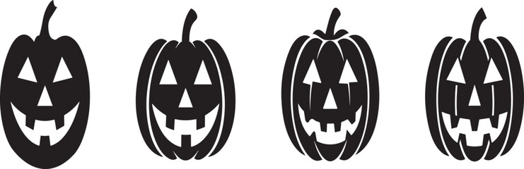 Set of Pumpkin silhouette vector illustration for Halloween