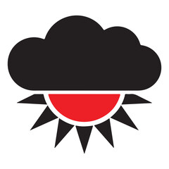 Partly Cloudy Weather Icon Black Silhouette Vector Illustration