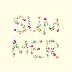 Summer. Floral lettering. Vector illustration.