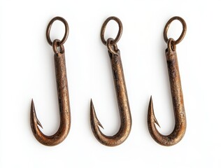Three antique fishing hooks