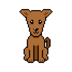 Pixel art cute greyhound dog vector in retro style for design.