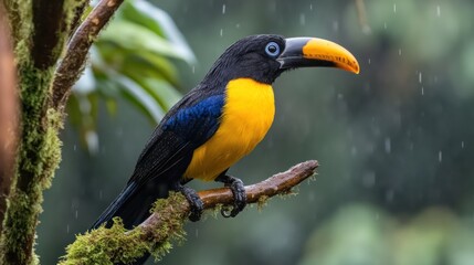 Golden-collared Aracari in the Rain