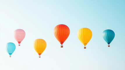 Colorful Hot Air Balloons Soaring in a Clear Blue Sky