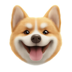 A cute and realistic Corgi dog face emoji with a joyful expression. Ideal for dog lovers, pet stickers, and emoji reactions | transparent png