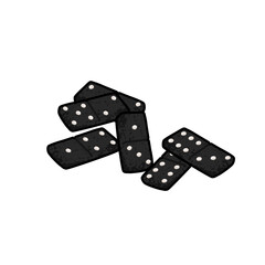 Vector Colorful Illustration of Black Domino Dice Isolated on White Background