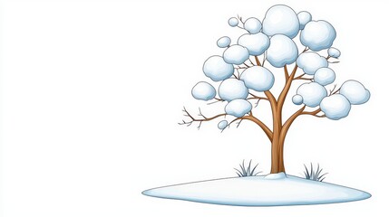 Winter Tree Illustration: A whimsical illustration depicts a tree laden with snow, capturing the serene beauty of a winter scene.