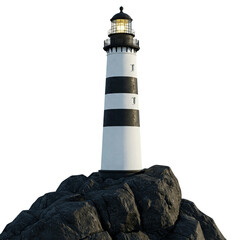 lighthouse on the rock isolated on transparent background, png