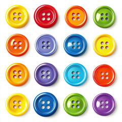 buttons, colorful buttons, sewing buttons, rainbow buttons on white background