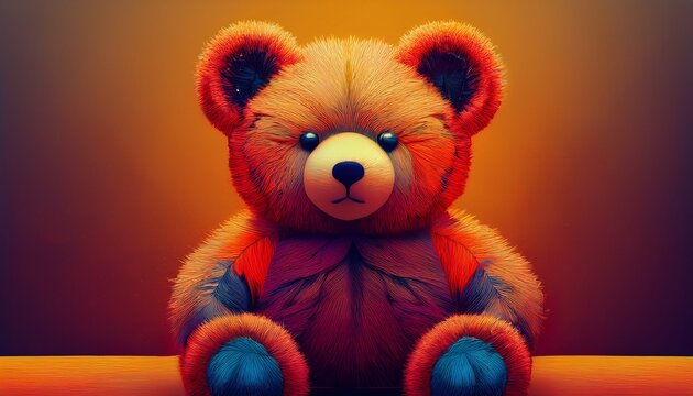 Abstract design featuring a teddy bear silhouette made from various soft textures. Cozy artistic composition with plush materials, gentle patterns and a warm playful feeling.