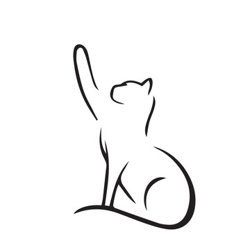 cat rise the front leg to the sky in vector art