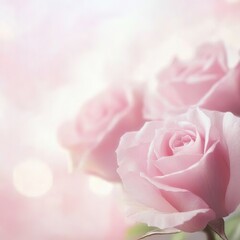 Beautiful pastel pink rose background with soft focus and light effect, featuring many blooming rose flowers. Ideal for romantic wedding cards, greeting cards, banners, and vintage-themed designs. 