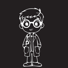 Kid doctor in vector art professional doctor outline art