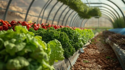 Desert hydroponic greenhouse in Israel where vegetables thrive using minimal water showing how hydroponics enables farming in harsh climates