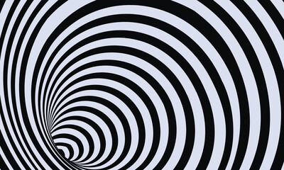 Obraz premium A mesmerizing spiral pattern with bold black and light grey concentric curves twisting inward, creating a hypnotic, tunnel-like effect