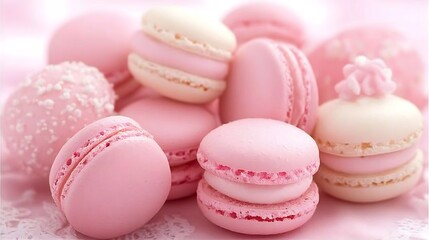 Obraz premium A lovely arrangement of pastel colored French almond meringue macarons