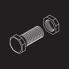 nut bolt in vector art hardware tools design nut illustration outline