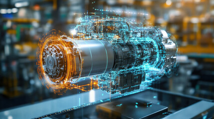 analyzing and optimizing the design of an electric engine. 3d illustration.