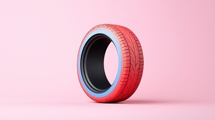 Vibrant Tire: A single, dynamically colored tire showcases the beauty of form and function, sitting prominently in a visually engaging setting. 