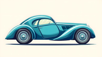 Professional Blue Coupe Car Vector Illustration for Isolated Cartoon Design