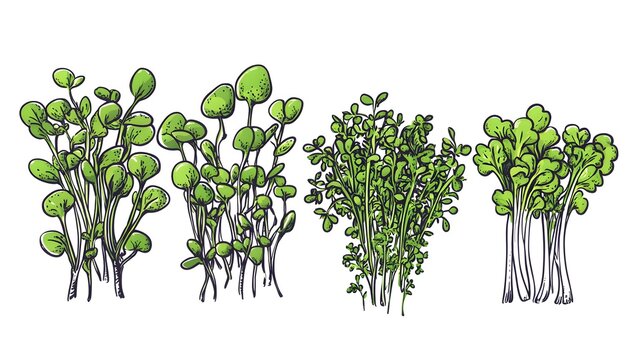 Nutrient-Rich Fresh Young Sprouts of Various Plants - Microgreen Set for Healthy Dining