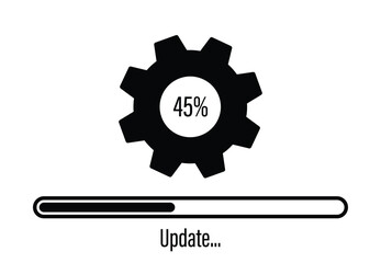 simple vector icon 45 percent loading, processing, uploading related to downloading in isolated silhouette style. Vector illustration