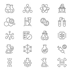 Science vector icons. Science icon collection in line style. Scientific, education, school, knowledge, biology, laboratory, experiment, scientist, research, physics, chemistry, Science related icons