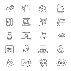 Payment Vector Outline Money Icon Set