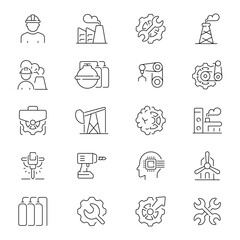 Industry Vector Outline Icon Set