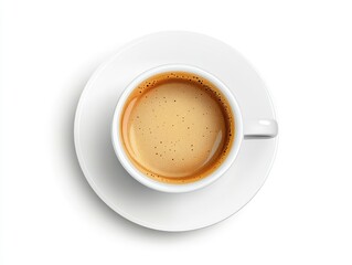 Naklejka premium Overhead View of Espresso Coffee in White Mug on Saucer