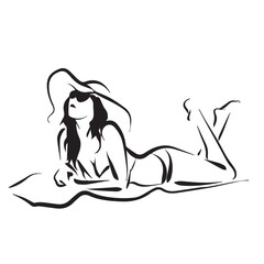 summer beach woman fashion young lady in vector art