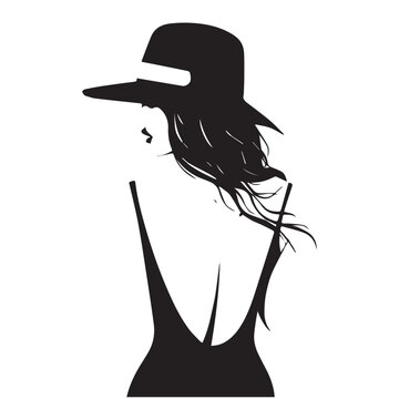 summer ladies fashion with long brim vacation time in vector art