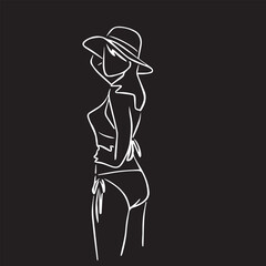 summer ladies fashion with long brim vacation time in vector art