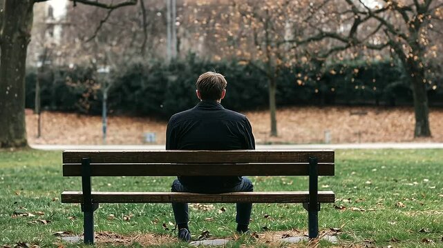 3_A person sitting alone on a park bench looking dejected