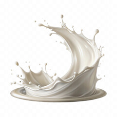 abstract 3d milk splash wave swirls or diary milk splashes, flying milk on the air cut out isolated on white background 